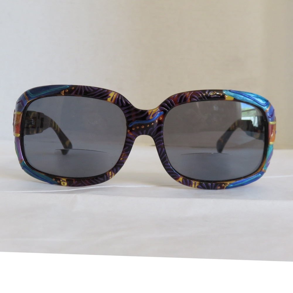 Hand‎ Painted Bifocal Sunglasses +2.50 Oversized Square Tortoise R537BF/T Multi